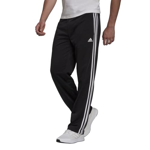 adidas Men's Standard Essentials Warm-Up Open Hem 3-Stripes Tracksuit Bottoms, Black/White, Small von adidas