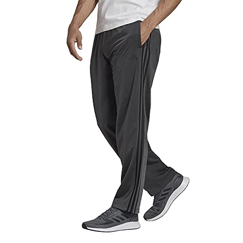 adidas Men's Standard Essentials Warm-Up Open Hem 3-Stripes Tracksuit Bottoms, Dark Grey Heather/Black, Small von adidas