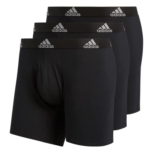 adidas Men's Stretch Cotton Boxer Brief Underwear (3-Pack) Boxed, Black/Light Onix Grey, X-Large von adidas