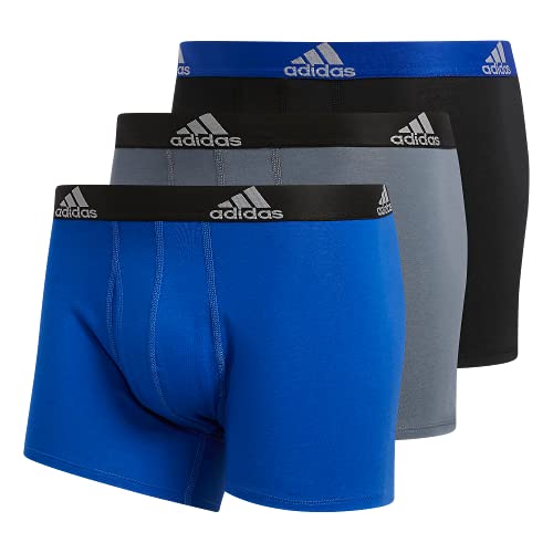 adidas Men's Stretch Cotton Trunk Underwear (3-Pack) Boxed, Bold Blue/Onix Grey/Black, Medium von adidas