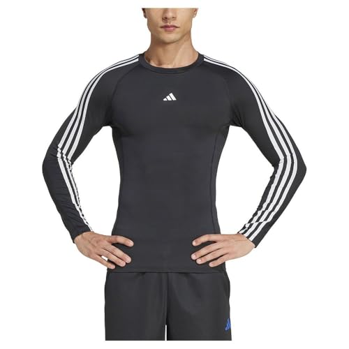 adidas Men's Techfit Compression Training 3-Streifen Longsleeve Black 2XL von adidas