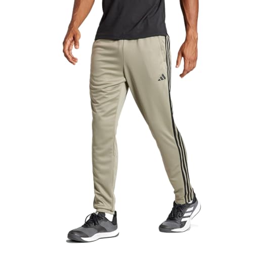 adidas Men's Train Essentials 3-Stripes Training Pants Hose, Silver Pebble/Black, L von adidas