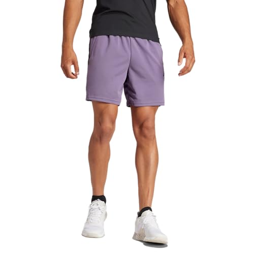 adidas Men's Train Essentials Piqué 3-Stripes Training Freizeit-Shorts, Shadow Violet/Olive Strata/Black, S von adidas