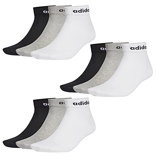 adidas NC Ankle Sneaker/Quarter Socken Unisex Kurzsocke Knöchellang 9 Paar, Farbe:schwarz - weiß - grau, Socken & Strümpfe:43-45 von adidas