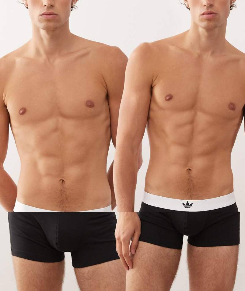 adidas Originals - Comfort Flex - 2er-Pack Unterhosen aus Baumwolle in Schwarz mit Kontrastbund von adidas