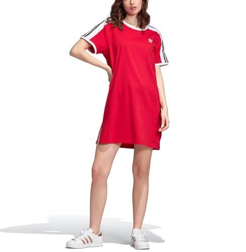 adidas Originals Damen-T-Shirt-Kleid, lockere Passform, Blumenärmel, Rot, rot, 36 von adidas