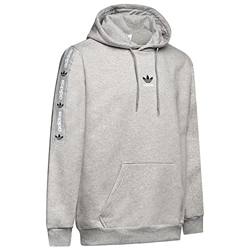 adidas Originals Herren Kapuzenpullover Hoody Mens Taped Hooded Sweatshirt Trefoil Logo Hoodie Grey HR8225 New (as3, Alpha, s, Regular, Regular, Small) von adidas