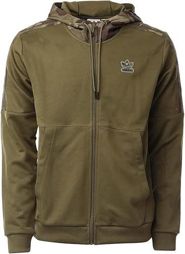 adidas Originals Herren Kapuzenpullover Mens Camo Hoodie Full Zip Hooded Top Trefoil Logo Top Olive HN8154 New (as3, Alpha, x_s, Regular, Regular) von adidas