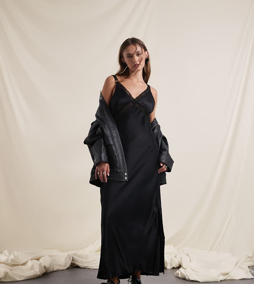 adidas Originals x ASOS - Kleid aus Satin in Schwarz von adidas