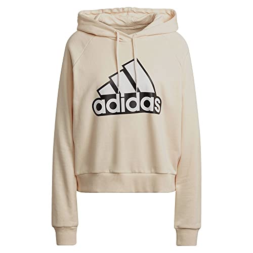 adidas Performance Damen HC9179 Hoodie 100% Baumwolle Cropped Fit Kapuze mit Bindeband, Groesse 38/40, beige von adidas