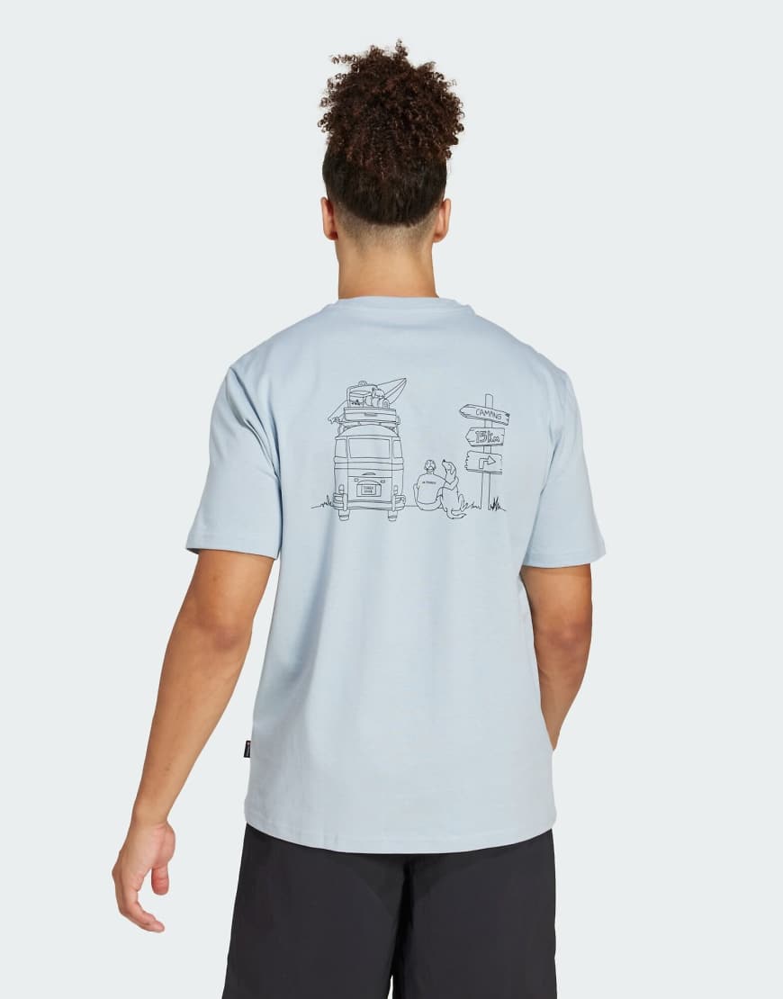 adidas - Polygiene - Grafik-T-Shirt in Wonder Blue-Blau von adidas