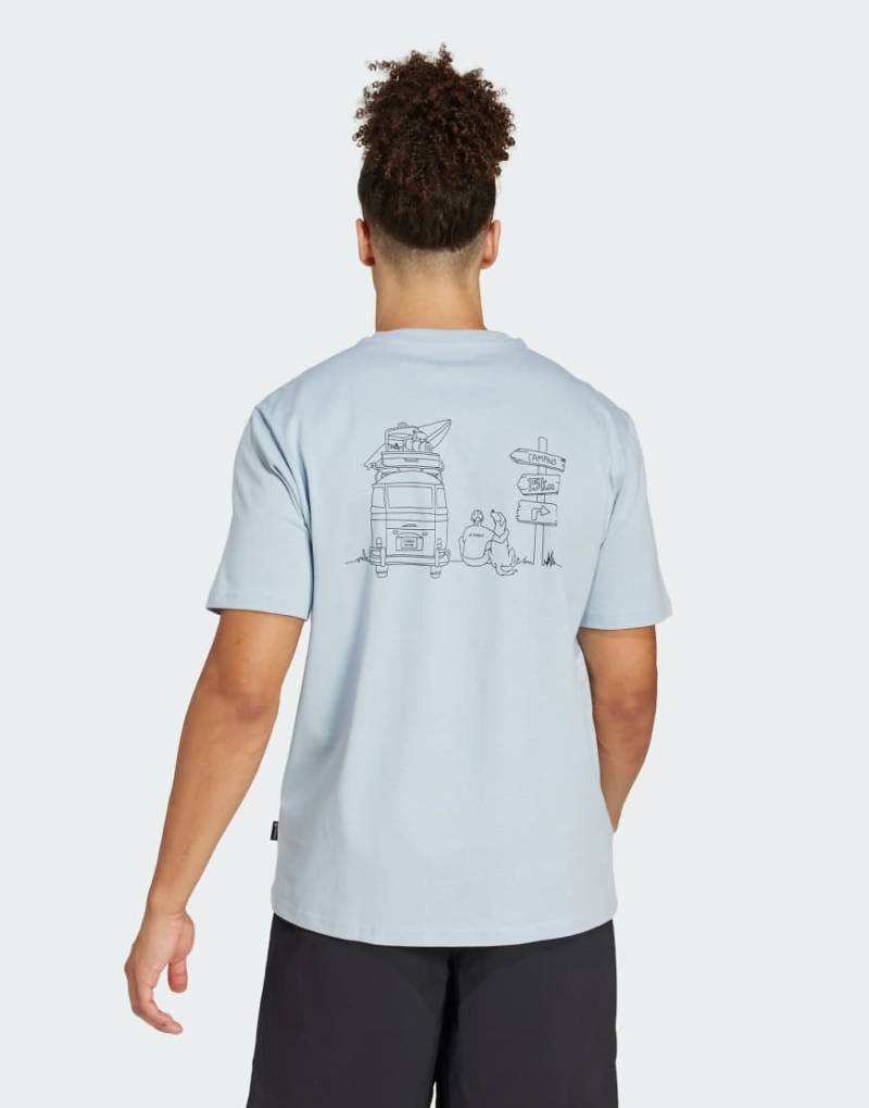 adidas - Polygiene - Grafik-T-Shirt in Wonder Blue-Blau von adidas