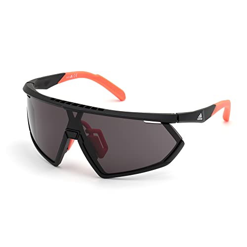 adidas Sport - Sonnenbrille für Herren SP0001 - Maske-Form, Farbe mattes Schwarz, Gläsern farbe Rauch, mit zweiter Wechsellinse Farbe Orange, von adidas