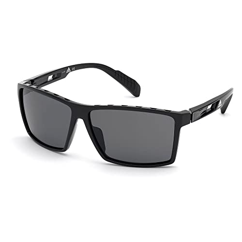 adidas Sport - Sonnenbrille für Herren SP0010 - Form rechteckig, Farbe glänzendes Schwarz, Gläsern farbe Rauch polarisiert, adidas Sport - Sonnenbrille für Herren SP0010 - Form rechteckig, Farbe glänzendes Schwarz, Gläsern farbe Rauch polarisiert, von adidas