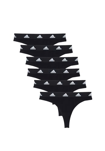 adidas Sportswear Thong Damen Slip String Unterwäsche 6er Pack, Farbe:Black, Bekleidungsgröße:XXL von adidas
