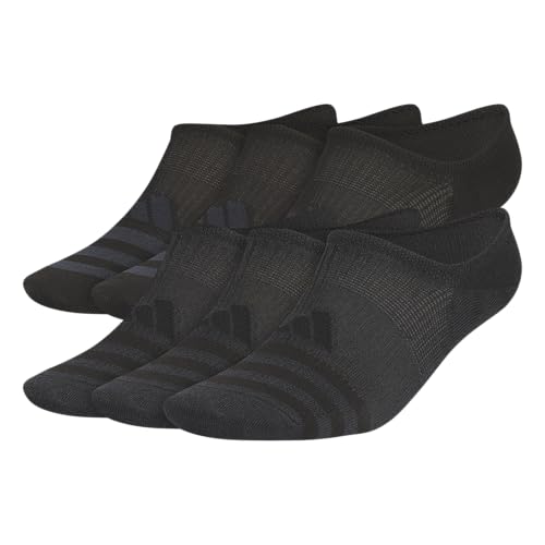 adidas Superlite 3.0 Super No Show Herren-Socken (6 Paar), ultra-flaches Profil, Fußgewölbe-Kompression für sicheren Sitz, Schwarz/Nachtgrau, Large von adidas