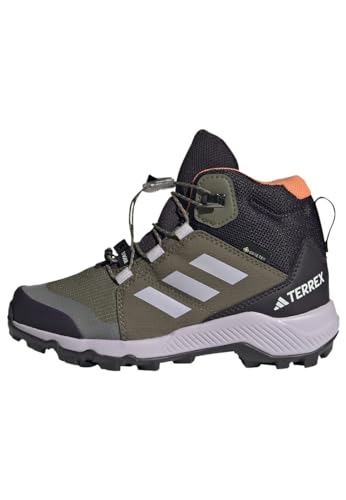 adidas Terrex Mid Gore-Tex Hiking Shoes Nicht-Fußball-Mittelschuhe, Olive strata/Silver Dawn/Amber Tint, 31.5 EU von adidas