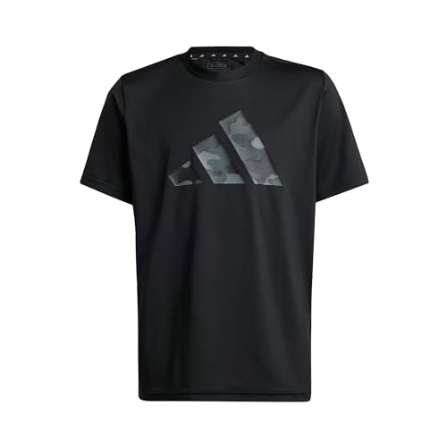 adidas Train Essentials Seasonal Print Kids T-Shirt, Recycelter Polyester, Schwarz von adidas