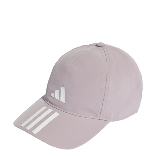 adidas Unisex 3-Stripes AEROREADY Running Training Baseball Cap Baseballkappe, Preloved Fig/White, One Size 54cm von adidas