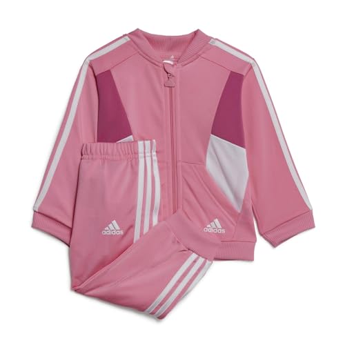 adidas Unisex Baby Colorblock Shiny Track Suit Trainingshose, Bliss Pink/Preloved Fuchsia/White, 3-6 Months von adidas