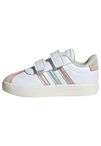 adidas Unisex Baby VL Court Shoes, FTWR White/Linen Green met./Sandy pink met., 23 EU von adidas