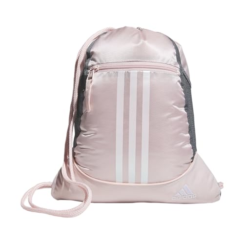 adidas Unisex-Erwachsene Alliance Rucksack mit Kordelzug, Kleine Damen und Herren Sackpack-Tasche, Sandrosa/Weiß, Einheitsgröße von adidas