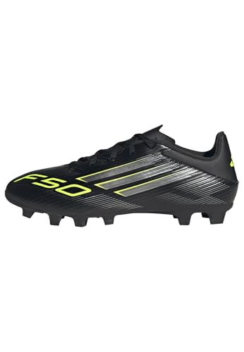 adidas Unisex F50 Club Firm Multi Ground Football Boots Fußballschuhe, Core Black/Iron Metallic/Lucid Lemon, 46 EU von adidas