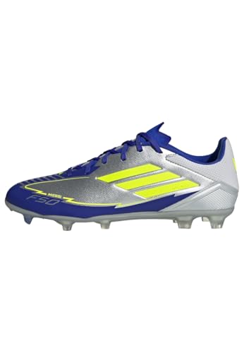 adidas Unisex F50 League Football Boots FG/MG Fußballschuhe, Silver Metallic/Solar Yellow/Lucid Blue von adidas