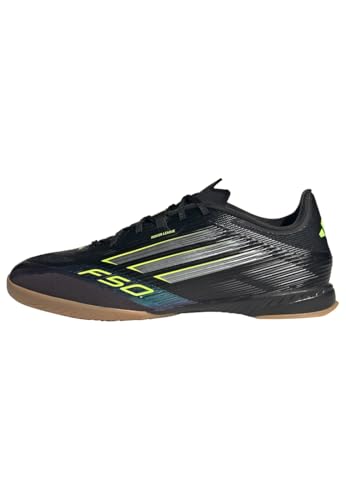 adidas Unisex F50 League Indoor Football Boots Fußballschuhe, Core Black/Iron Metallic/Lucid Lemon, 43 1/3 EU von adidas