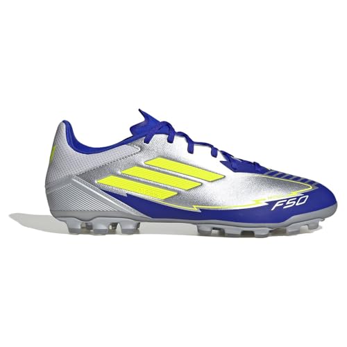 adidas Unisex F50 League Football Boots Artificial Ground Fußballschuhe, Silver met./solar Yellow/Lucid Blue von adidas