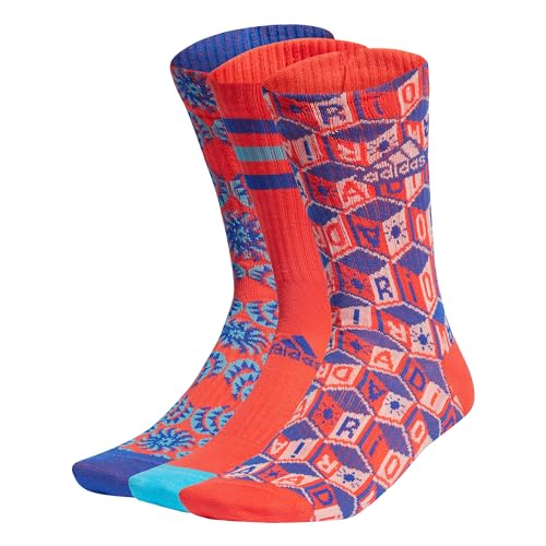 adidas Unisex FARM Rio Crew Socken, 3 Paar Multicolor/Bright Red/Bold Blue 37-39 von adidas