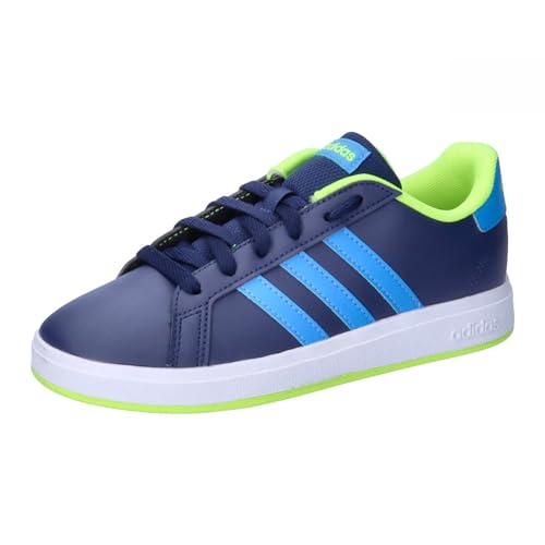 adidas Unisex Grand Court Lifestyle Tennis Lace-Up Shoes Tennisschuhe, Dark Blue/Blue Burst/Lucid Lemon, 35.5 EU von adidas