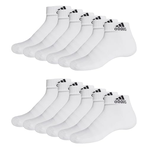 adidas Unisex Herren Damen Socken Sportsocken Cushioned Quartersocken 6 Paar, Farbe:Weiß, Größe:46-48, Artikel:- white von adidas