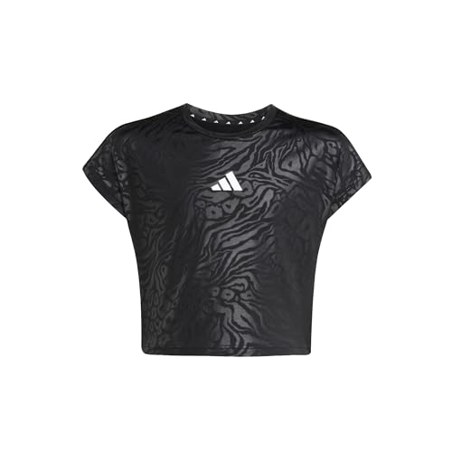 adidas Unisex Kids All Sports Animalprint Crop-Shirt Black/White 164 von adidas