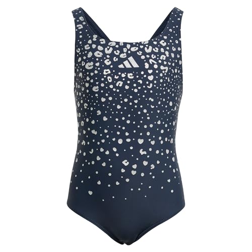 adidas Unisex Kids Badeanzug mit V-förmigem Rückendesign und Glitzer-Details für Kinder Aurora Ink 128 von adidas