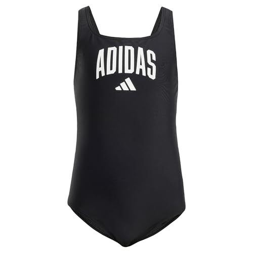 adidas Unisex Kids Collegiate Badeanzug mit V-förmigem Rückendesign für Kinder Black/White 152 von adidas