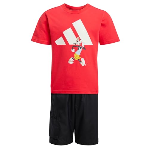adidas Unisex Kids DISNEY MICKY MAUS T-SHIRT-SET Pure Ruby/Off White 104 von adidas