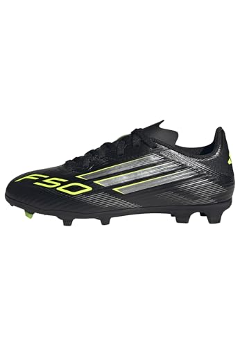 adidas Unisex Kinder F50 League Firm Multi Ground Football Boots Kids Fußballschuhe, Core Black/Iron Metallic/Lucid Lemon von adidas