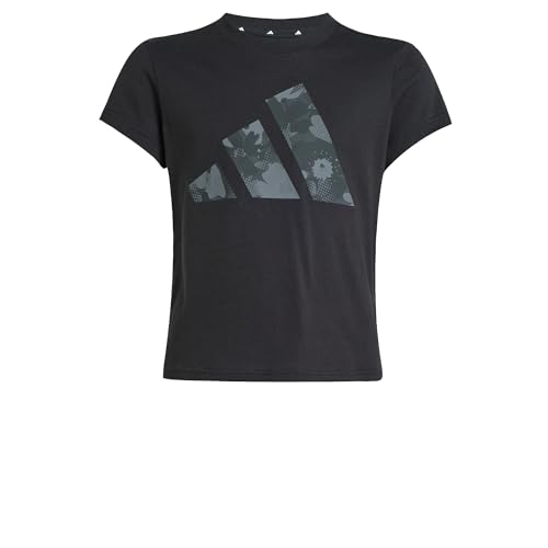 adidas Unisex Kids Seasonal Essentials Flower Kids T-Shirt Black/Multicolor 152 von adidas