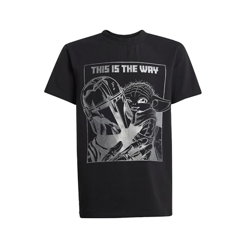 adidas Unisex Kids Star Wars Mandalorian Graphic T-Shirt Black/Iron Metallic 140 von adidas