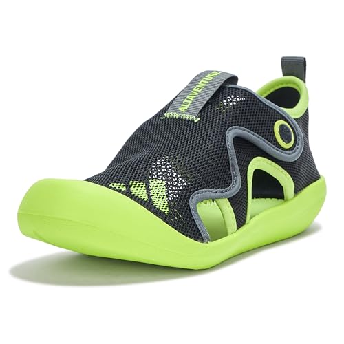 adidas Unisex-Kinder Altaventure 3 Schiebe-Sandalen, Schwarz/Solar Slime/Grau von adidas