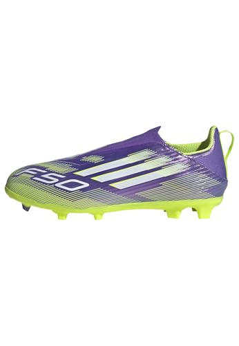 adidas Unisex Kinder F50 League Laceless Firm Ground Football Boots Kids Fußballschuhe, Purple Rush/Cloud White/Lucid Lemon von adidas