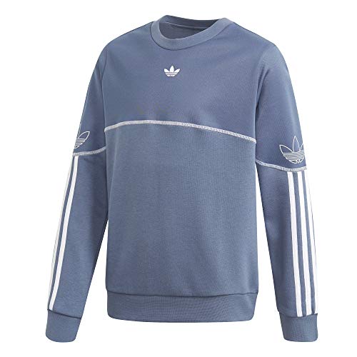 adidas Unisex Kinder Outline Crew Sweatshirt, Tintec/Blanco, 128 cm von adidas