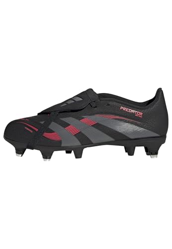 adidas Unisex Kinder Predator League FOLD-Over Tongue Soft Ground Football Boots Kids, Core Black/Grey Four/Lucid Red, 34 EU von adidas