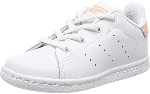 adidas Unisex Kinder Stan Smith EL Sneaker, Weiß (Footwear White/Footwear White/Glow Pink 0) von adidas