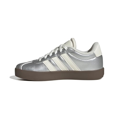 adidas Unisex Kinder Vl Court 3.0 Sneaker, Silber-metallischer Knochen, weißer Kaugummi, 37 1/3 EU von adidas