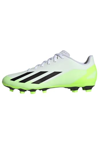 adidas Unisex X Crazyfast.4 Flexible Ground Boots Fußballschuhe (Fester Untergrund), FTWR White/Core Black/Lucid Lemon, 46 EU von adidas