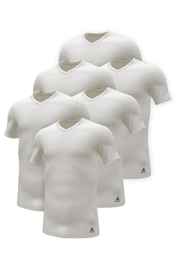 adidas V-Neck T-Shirt Men Herren Unterhemd V-Ausschnitt langlebig 6 er Pack, Farbe:White, Bekleidungsgröße:L von adidas