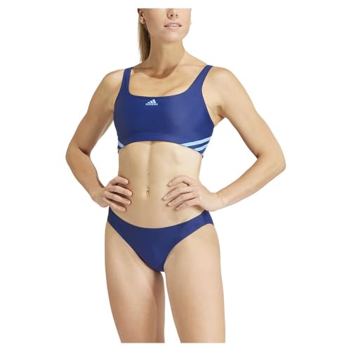 adidas Women's 3-Stripes Bikini Badeanzug, Dark Blue/Blue Burst, 44 von adidas