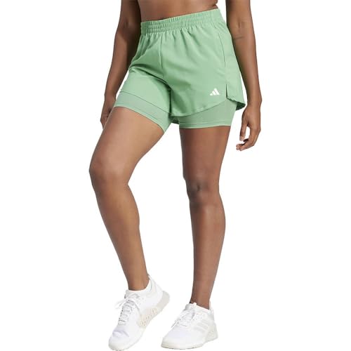 adidas Women's AEROREADY Made for Training Minimal Two-in-One Lässige Shorts, preloved Green, S von adidas